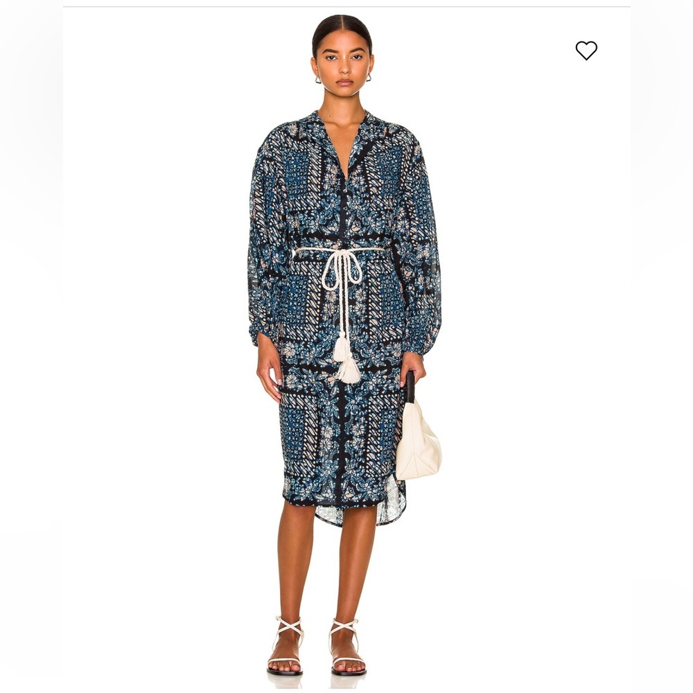 Ulla Johnson Agadir midi dress Azure blue boho coastal beach resort size M NWT